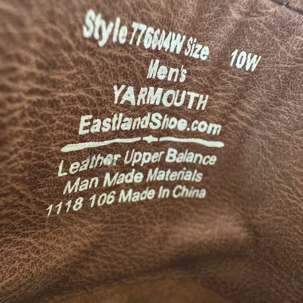 Eastland Brown Leather Boat Shoes Moc Toe & Lace‎ Detail Style Yarmouth Size 10W